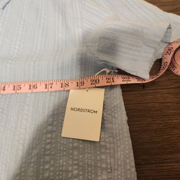 Nordstrom Seersucker Pajamas NWT Blue Small- Missing button, spots on pants - Picture 8 of 16